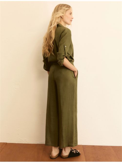 Pantalone dritto in lino - VERDE MILITARE EMME MARELLA | EMMCLAVA227/008